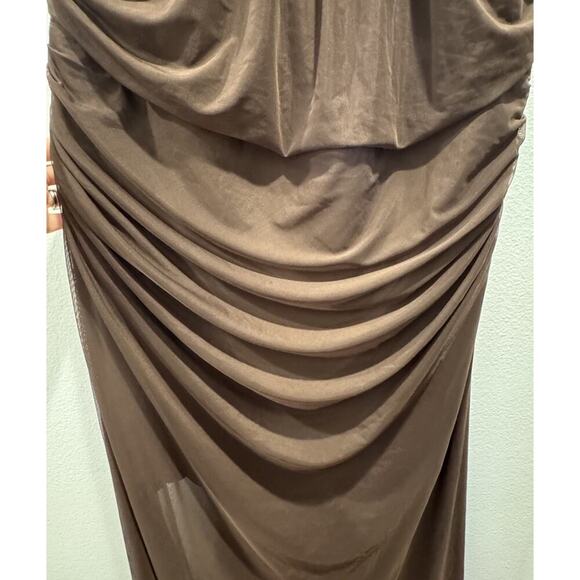 Abercrombie & Fitch Vol. 28 Maxi Dress Womens XXXL Brown Sheer Halter Open Back - Picture 3 of 10